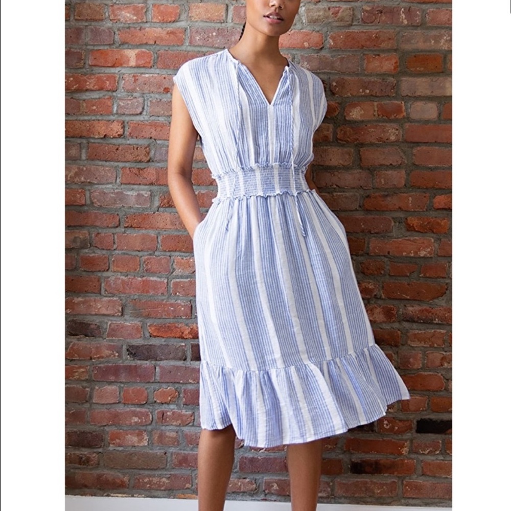 Rails Ashlyn Midi Blue abs White Stripped Dress XS